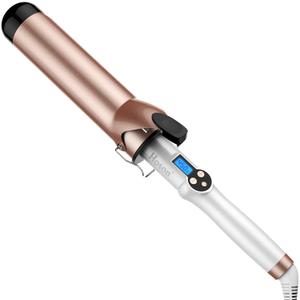 Hoson 2 Inch Curling Iron Large Barrel, Long Barrel Curling Wand Dual Voltage, Ceramic Tourmaline Coating with LCD Display, Glove Include (2 inches)