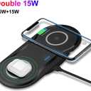 30Watt Dual Wireless Charging Pad for Multiple Devices, Dual 15W Charging Pad for iPhone 16/15/14/13/12/11/X,for Samsung Galaxy S25/S24/S23/S22/S21/S20/S10, and More. with USB-C Cable