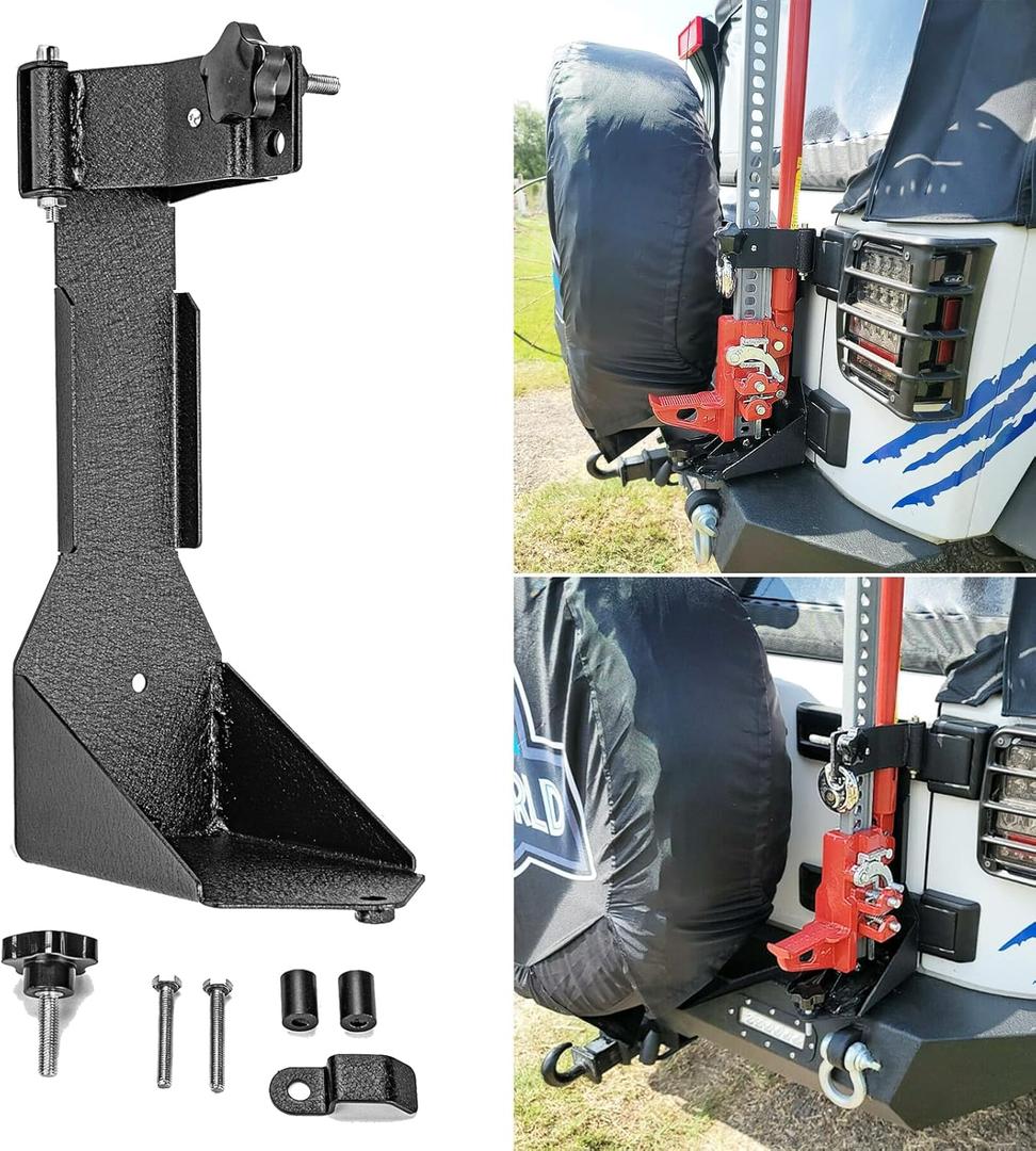 Wsays High Lift Jack Mount Tailgate Hi Lift Jack Holder Carrier Bracket Kit Compatible with Jeep Wrangler JK 2007-2017