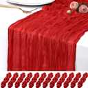 10 Pack Red Cheesecloth Table Runner 17x108 Inch Semi Sheer Boho Rustic Gauze Cheese Cloth Table Runners for Wedding Party Birthday Baby Shower Home Dcor