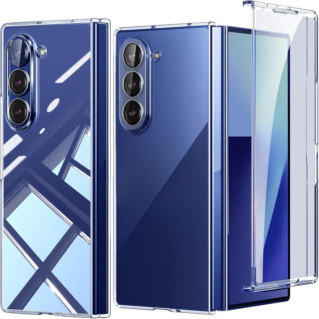 for Samsung Galaxy Z Fold 7 Case Magnetic, [Built-in Screen Protector] Military Grade Shockproof Phone Cover, Anti-Yellowing Slim Thin Protective Case for Fold 7 Clear