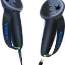 Aubika Rechargeable Controllers Grips for Meta Quest 3S/Quest 3, Oculus Quest 3S/Quest 3 Charging Grips Cover Accessories, with 2 Batteries Replacement, Protector in VR (Black)