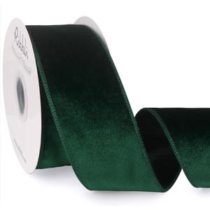 Ribbli Forest Green Velvet Wired Ribbon 2.5 Inch Velvet with Satin Christmas Ribbon for Gift Wrapping Christmas Tree Decoration Crafts Wreaths Supplies-Continuous 10 Yards