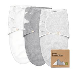 3-Pack Organic Baby Swaddle Sleep Sacks - Swaddles for Newborns, Infant 0-3 Months, Baby Girls, Boys, Soft & Snug Newborn Sleep Sack, Nursery Swaddling Blankets, Cloud, OS