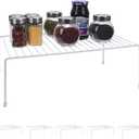 JBESUHI Large (16.1 x 10.2 Inch) Cabinet Storage Shelf Rack, ShelvesKitchen Counter and Cabinet Shelf, Storage Rack Organizer for Kitchen, Fridge, Cabinet, Bathroom Cupboard (White, 6)