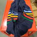 BLENCOT Women's Casual Striped Open Front Cardigans Color Block Knit Sweaters Loose Long Outwear Coat Navy Blue M