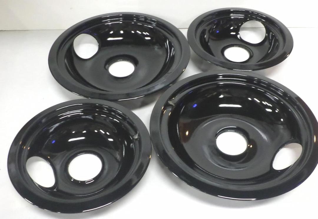 DB4 4 PK 2ea: WB31M20 WB31M19 -for GE Range Porcelain Black Drip Pans Bowls