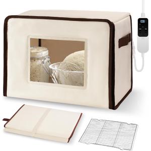 Folding Bread Proofing Box with 68-115 Temp Control, 2-48H Timer & 3-Sided Heating, Dough Proofing Box with Metal Rack for Sourdough Bread Baking Supplies, Pizza, Yogurt, Kombucha (Beige)