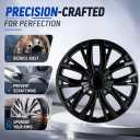 16 Inch Hubcaps with Adjustable Steel Retention Rings, Premium ABS Universal Fit, Set of 4 Wheel Covers (Glossy Black)