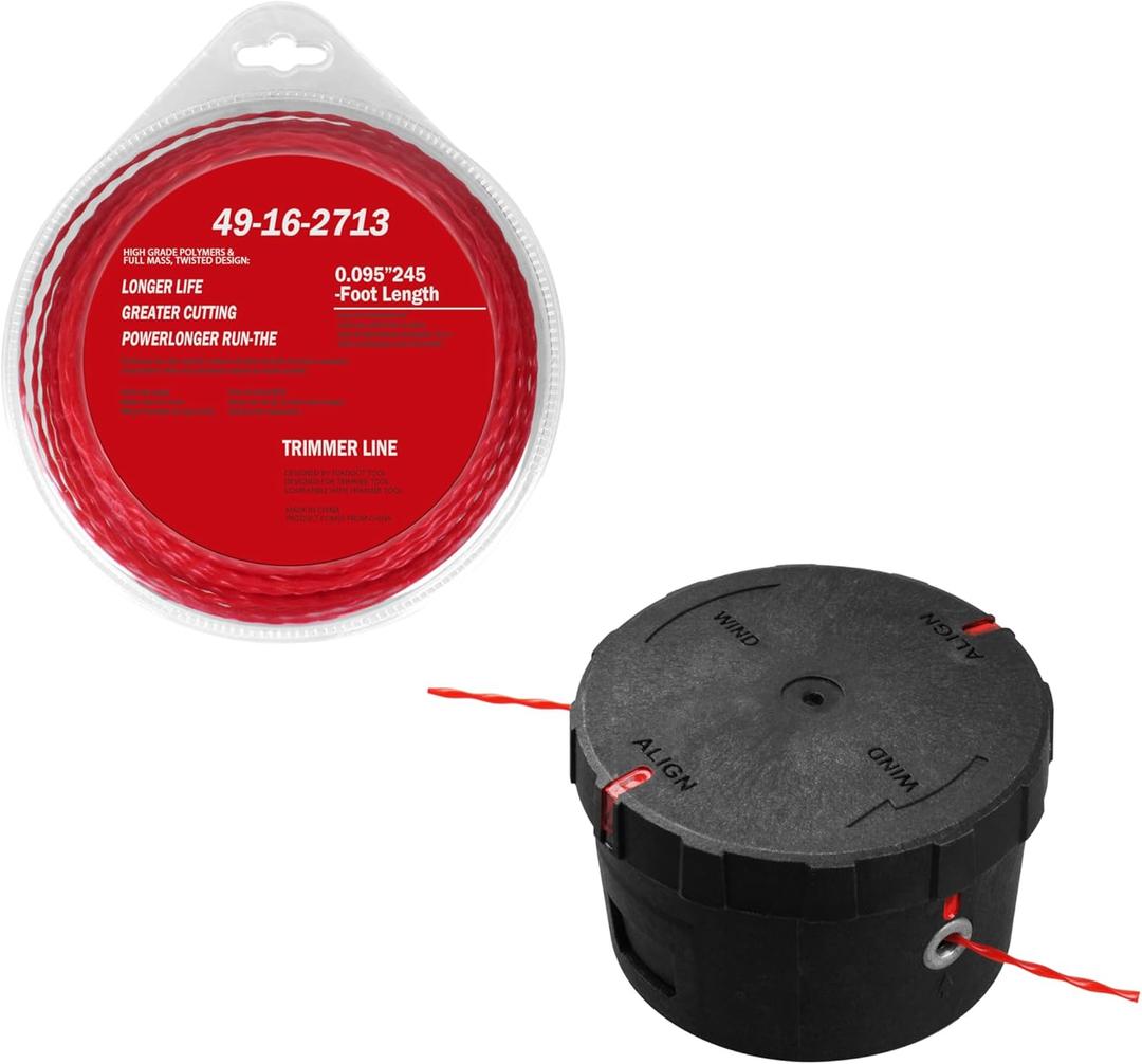 49-16-2714 Easy Load Trimmer Head Replacement for Milwau-kee M-18 String Trimmers & 49-16-2713 Trimmer Line for Milwau-kee Trimmer 2725-20 Weed Eater String -red 0.095-250ft