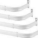 Wesiti 4 Packs Curtain Single Rods Bulk for Windows Adjustable Tension Rod for Door Kitchen Valance Sash Curtains, Bracket and Hardware Included(48-84 Inch, White)