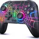 Switch Pro Controller Wireless Control - Compatible with Nitendo Switch/OLED/Lite, 1000mAh Rechargeable Switch Controllers with 9 Colors LED, Turbo, Vibration, Wake Up (Deep Black)