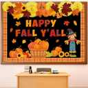 Pasimy Fall Bulletin Board Classroom Decorations with Paper Fans 3D Maple Leaf Scarecrow Autumn Pumpkin Cutouts Fall Autumn Thanksgiving Bulletin Board for Harvest School Classroom Decor