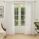 MYSKY HOME Linen Curtains for Living Room, Natural Semi Sheer Curtains & Drapes 84 inches Length 2 Panels Set Farmhouse Country Boho Style Back Tab Draperies for Sliding Glass Door, 50" Wide, Linen