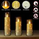 Flameless Candles with Remote Timer, Embedded String Lights Candles Acrylic Flickering, Battery Operated LED Pillar Candles, 7 Pcs Unbreakable, Black, 2.3x5/5/5/6/6/7/7 inches
