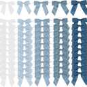 AIMUDI 5 Colors Dusty Blue Twist Tie Bows 3.5" Premade Blue Satin Ribbon Bows for Gift Wrapping Pre-Tied Treat Bows for Wedding Decor, Bridal Shower, Baby Shower, Wreaths, Party Favors - 50 Counts