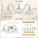 Brushed Nickel 3-Light Bathroom Vanity Light with Floral White Glass Shades, Brushed Nickel Wall Mount Lighting for Bathroom, Dressing Table