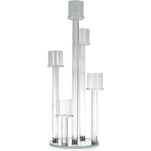 Allgala 23 Inch Glass Candelabra (58CM) Tall 5-Cup Crystal Solid Glass Tube Rod Supported Votive Candelabra-HD89128 - for Wedding Bridal Formal Events