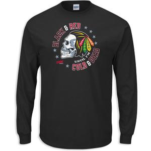 Smack Apparel Skull T-Shirt for Chicago Hockey Fans 
(Long Sleeve, X-Large)