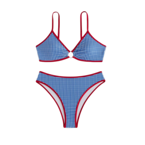 Fanuerg Women's Triangle Bikini Sets O Ring Linked Two Piece Swimsuits Floral Printed Cheeky Bathing Suit Medium