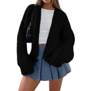 PRETTYGARDEN Cardigan Sweaters for Women Trendy Fall Fashion 2025 Long Sleeve Chunky Knit Cardigans Winter Clothing Outfits (Medium, Black)