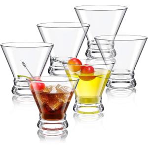 Stemless Martini Glasses Set of 6, 8oz Lead-Free Crystal Shrimp Cocktail Glasses Set, Dishwasher Safe Margarita Glasses for Cosmopolitan, Manhattan & Home Bar