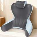 Reading Pillow for Sitting in Bed,22" H Back Support Pillow for Sitting up,Back Rest & Lumbar Support Pillows with Arms, Bed Rest Chair Cushion,Chaise Lounges Reclining,Gaming,Work,Resting(Grey&Blue)