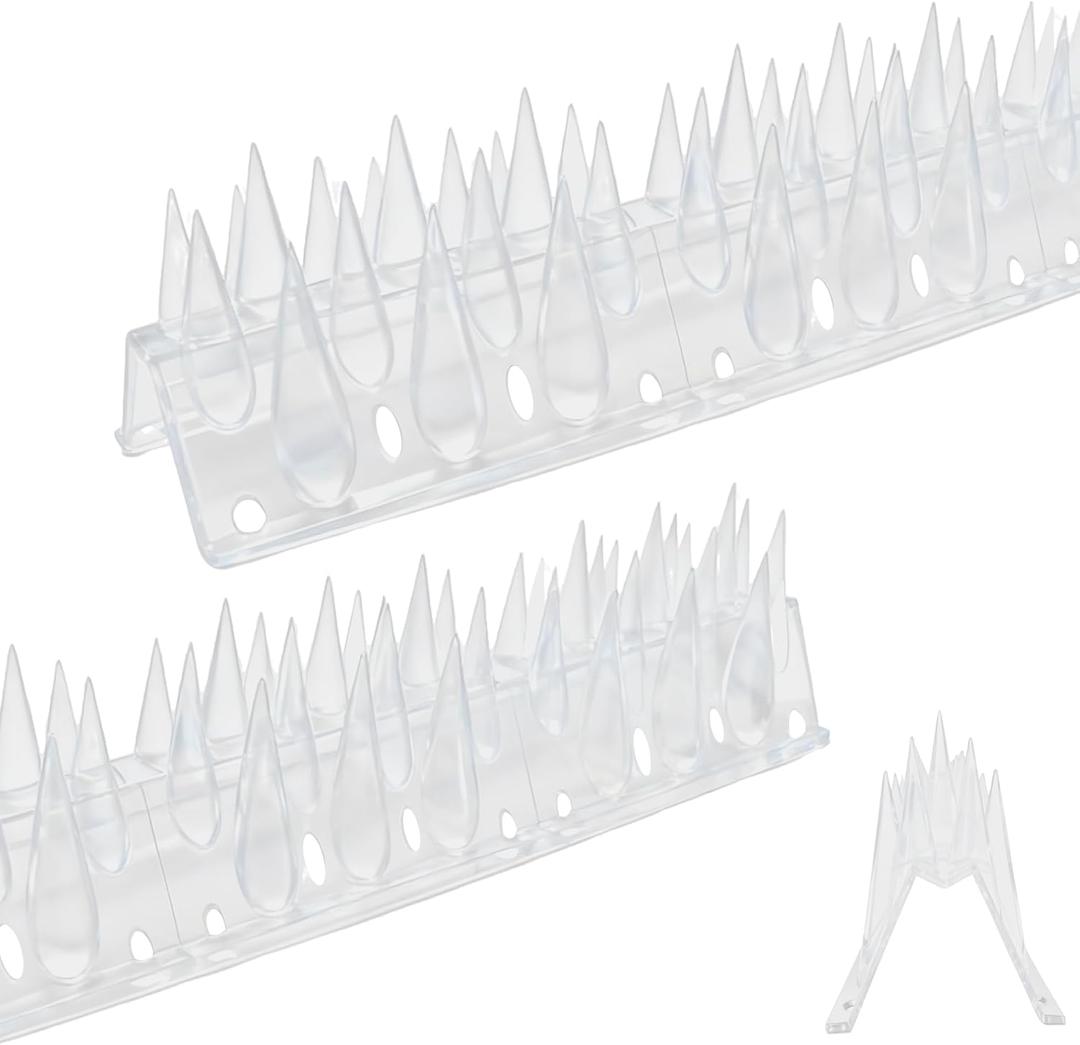 Bird Spikes, Clear, 22 Pack, New Roof Overhang Spikes, Pigeon Spikes for Fence, Outdoor, Garden, Keep Raccoon Seagull Away, Cat Fence Anti Climb, 23.6Feet