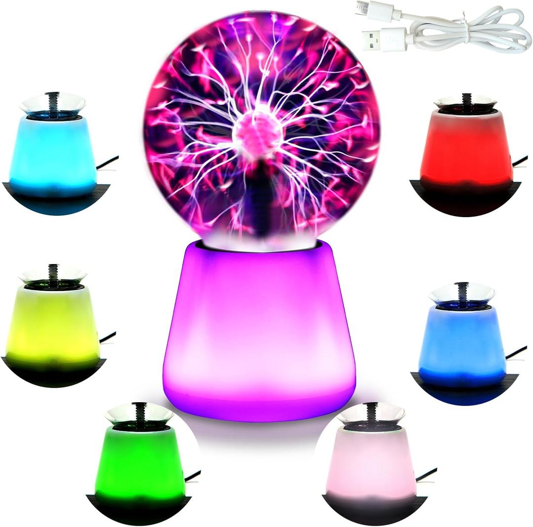 Plasma Ball Lamp Interactive Touch Lightning Globe 3 Inch Fun Lamp USB Powered 7 Color Changing Lights Mood Lighting Party Prop Gifts Space Decor Desk Decor.