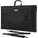 JusArt Art Portfolio Bag, 24x36 Foldable Light Weight Portfolio Folder Case with Adjustable Shoulder Strap, Leather Corners, Waterproof Art Bag for Artists and Adults for Artwork, Poster, Sketching Black