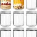 Overnight Oats Containers with Lids, 16oz Wide Mouth Mason Jars with Lids, 9 Pack Glass Jars with Airtight lid for Chia Pudding Yogurt Salad, Meal Prer Oatmeal Jars, Gray
