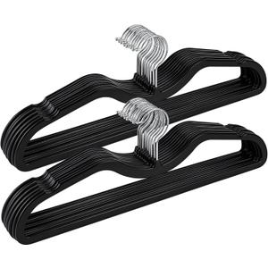 Plastic Hangers 20 Pack Ultra-Thin Space-Saving ABS 360 Swivel Hook Ideal for Closet Organization Fits Coats Shirts Dresses & More (20, Black), medium size