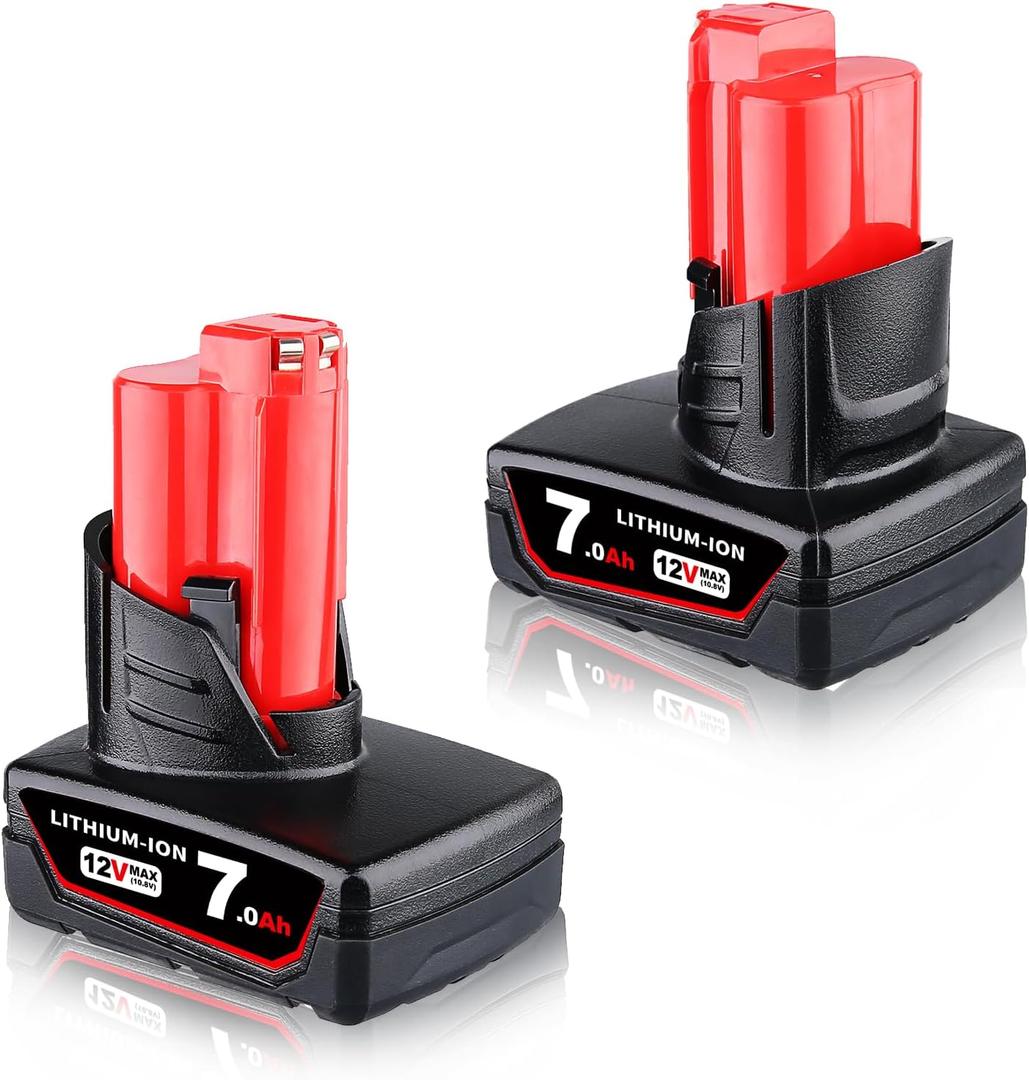 MANUFER 7.0Ah Replacement for Milwaukee M-12 Battery 12V Lithium-ion Compatible with 48-11-2420 48-11-2440 48-11-2402 48-11-2411 48-11-2410 12 Volt Cordless Power Tools 2Pack