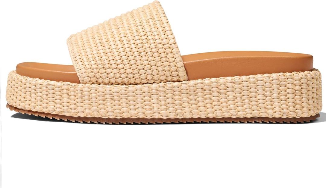 EQAUDES Women's Platform Wedge Sandals Open Toe Summer Espadrilles Beach Raffia Slip On Cute Woven Dress Shoes Comfortable Resort Wear Trending 2025 (8, 1 Apricot)