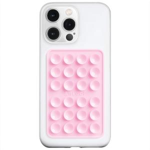 PKYAA Silicone Suction Phone Case Adhesive Mount, Upgraded Super Strong Grip, Durable, Easy to Use, Hands-Free Sticky Phone Holder for Selfies, Tiktok Videos, 2.56"x3.94" (Light Pink)