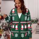 LUKYCILD Ugly Christmas Cardigan Sweaters for Women Button Down Sweaters with Pockets Open Front Knit Cardigan Funny Sweater (Green, XXL)