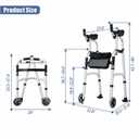 Folding Walker with Armrest Pad - Upright Walker for Seniors, Standing Mobility Aid for Indoor & Outdoor, 300lb Weight Capacity, Height Adjustable (Silvery)