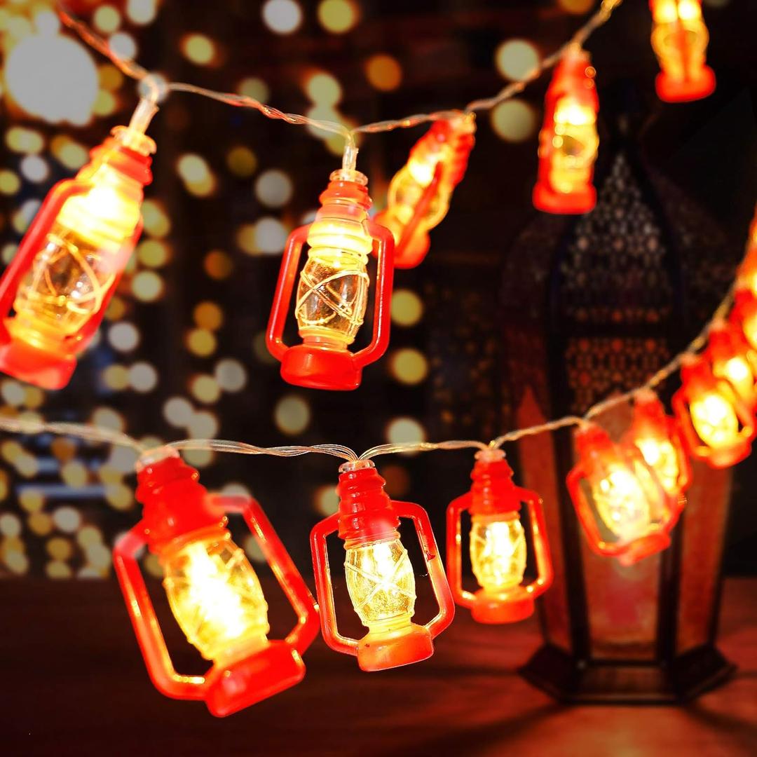 AceList 30 LED Red Lantern String Lights for Bedroom Patio Garden Holiday Home Indoor Decorations, Mini Kerosene Lights String (Warm White Light)