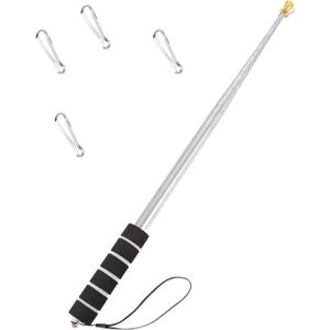9.8ft Telescopic Handheld Flagpoles Portable Telescopic Banner Flag Pole Telescopic Teacher Pointer Tour Guide Flag Pole for Festival Tour Guides Teachers (Black White)