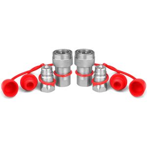 1/2" Ag Hydraulic Quick Connect Tractor Couplers with Dust Caps,Poppet Pioneer Style ISO 5675 Hydraulic Quick Coupler 1/2" NPT Thread & ISO 5675 Body