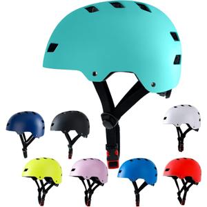 Bike Helmet 3 Sizes for Teenager Kids Youth Adults,Bavilk Skateboard Helmet Adjustable Multi-Sport Bicycle Cycling Scooter Roller Skate Inline Skating Rollerblading for Girls Boys Women Men Teen (M: 21.6-22.9", Matte Mint-green)