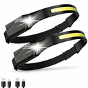 LED Headlamp Rechargeable 2 Pack, 230° Wide Beam Head Lamp with Motion Sensor for Adults - Camping Accessories Gear, Waterproof Head Light Flashlight for Hiking, Running, Repairing, Fishing, Cycling