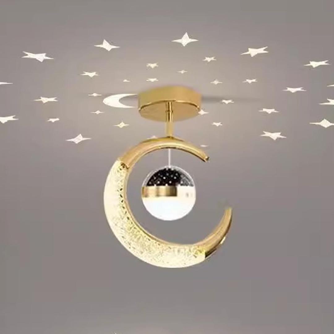 Modern Led Ceiling Light Fixture Moon Star Ceiling Light Dimmable Gold Hallway Light Starry Sky Flush Mount Ceiling Light for Bedroom Kids Room Dining Room