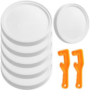 Eaasty 6 Pack 5 Gallon Plastic Bucket Lids with 2 Plastic Bucket Lid Opener Leak-Proof Seal Fits 3.5-7 Gal Pails for Pet Food, Paint, Industrial & Home Storage(White)