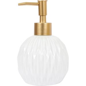 2 x Spherical Soap Dispenser with Pump, Golden Symmetric Pattern Bottle for Liquid soap, Homemade Lotions and Essential Oil, 400ML