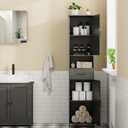 Homhedy 67" H Tall Bathroom Storage Cabinet with Barn Doors and Drawer
Narrow Storage Unit with Adjustable Shelves, Floor Cabinet for Bathroom, Living Room, Entryway or Kitchen, Black, 15.7" W