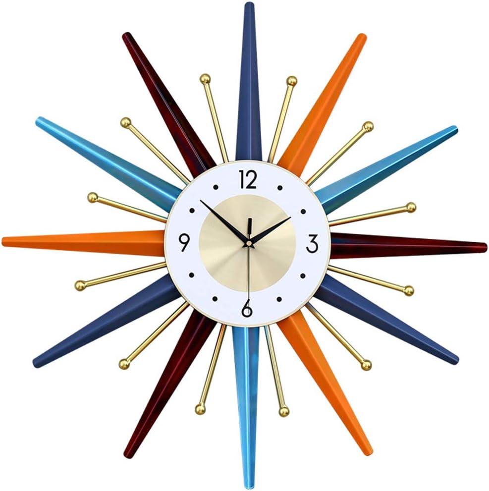 Large Wall Clock 27.5 Inch Modern Wall Clock Starburst Mid-Century Modern Decor Non-Ticking Battery Operated Colorful Clock Home Decorations for Living Room Bedroom Kitchen Office, Medium