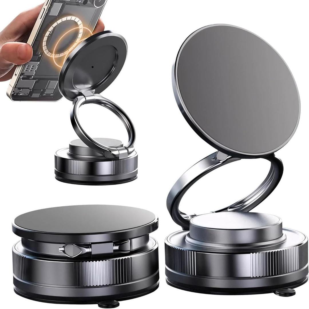 2026 New Universal Magnetic Car Mount with Vacuum Suction 85LBS Phone Holder for Dashboard & Windshield, 360 Adjustable Foldable Stand, One-Hand Operation, Hands-Free Suction Cup Phone Holder