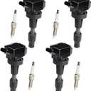 Set of 4 UF817 Ignition Coil Packs and Spark Plugs Compatible with 2016 2017 2018 2019 2020 Kia Optima Forte5 Seltos Forte Soul Hyundai Kona Sonata Elantra GT Tucson Veloster 1.6L Replace# 273012B120
