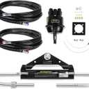 100HP Hydraulic Outboard Steering Kit, Marine Hydraulic Steering System with Bi-Directional Locking Cylinders and 20 ft High Strength Nylon Hose, Single Engine Use